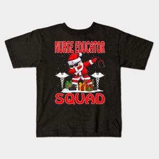 Christmas Nurse Educator Squad Reindeer Pajama Dabing Santa Kids T-Shirt